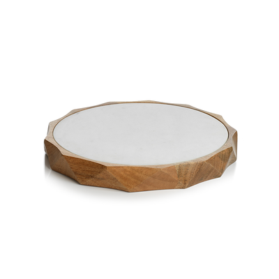product image for tiziano wood w white marble serving board by zodax in 6822 1 80