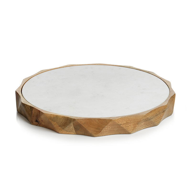 media image for tiziano wood w white marble serving board by zodax in 6822 3 26