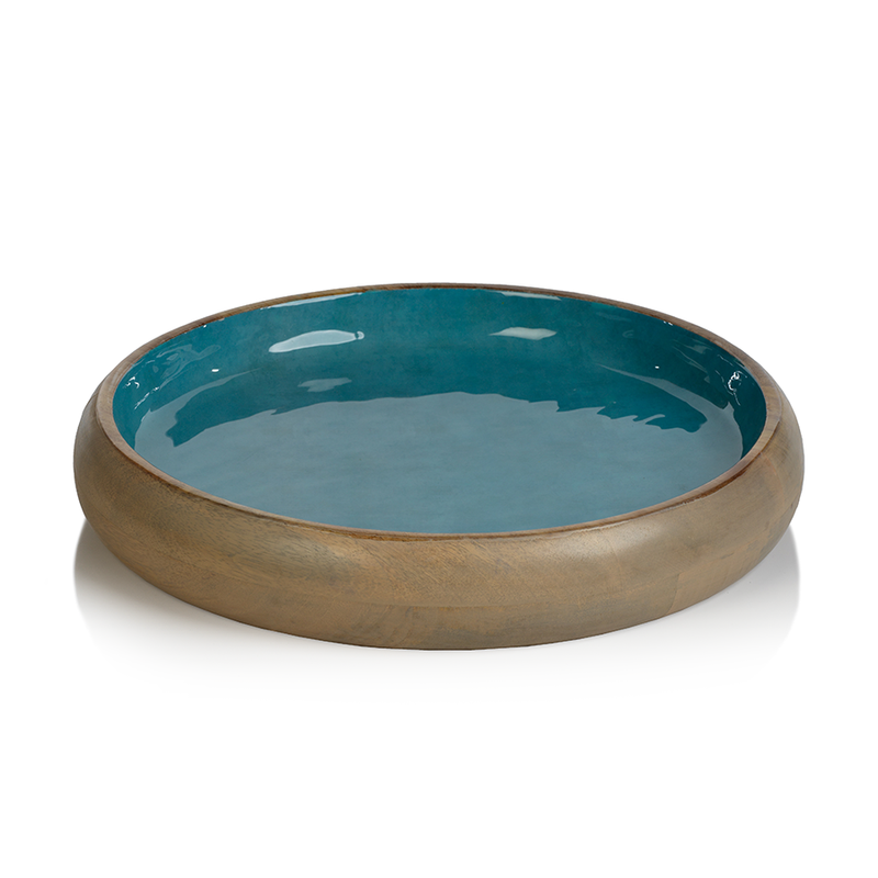 media image for nueva mango wood round platter by zodax in 6900 1 215