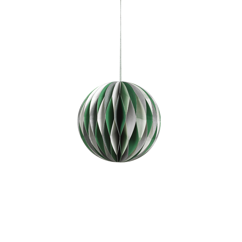 media image for wish paper decorative ball ornament off white dark green and silver in various sizes 2 251