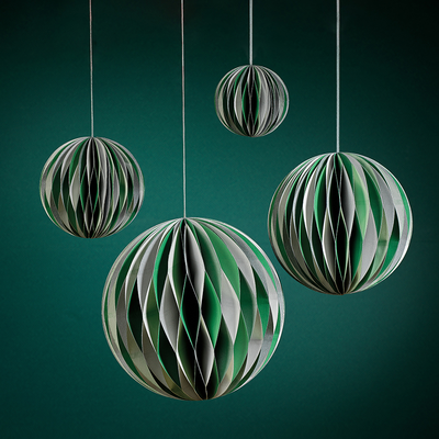 product image for wish paper decorative ball ornament off white dark green and silver in various sizes 4 93
