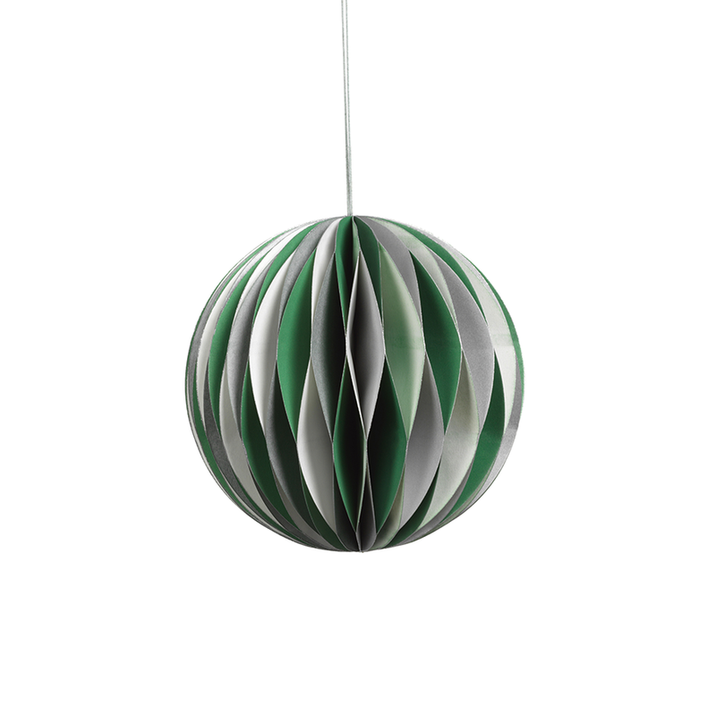 media image for wish paper decorative ball ornament off white dark green and silver in various sizes 3 214