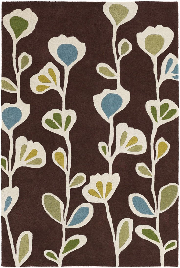 media image for inhabit collection hand tufted area rug brown w flowers design by chandra rugs 1 290