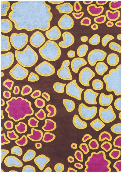 product image of inhabit collection hand tufted area rug brown w blue purple design by chandra rugs 1 556