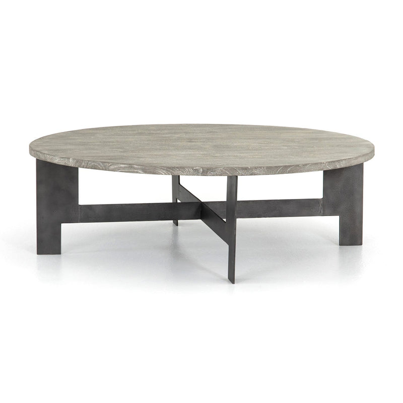 media image for round coffee table w iron in gunmetal 1 222