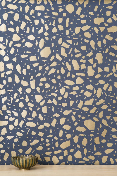 product image for Ibo Wallpaper in Gold on Charcoal design by Thatcher Studio 25