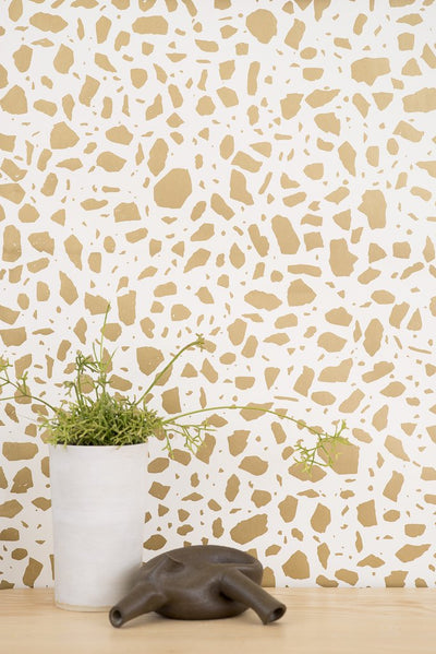 product image for Ibo Wallpaper in Gold on Cream design by Thatcher Studio 72