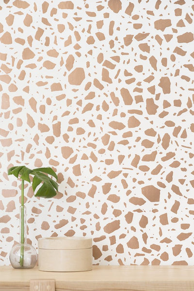 product image for Ibo Wallpaper in Rose Gold on Cream design by Thatcher Studio 73