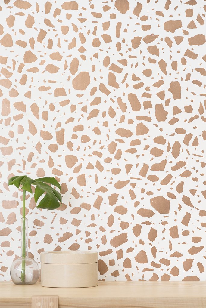 media image for Ibo Wallpaper in Rose Gold on Cream design by Thatcher Studio 285