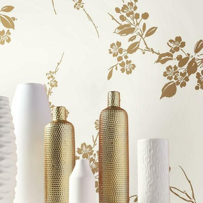 product image for Imperial Blossoms Branch Wallpaper in Gold and White from the Silhouettes Collection by York Wallcoverings 67