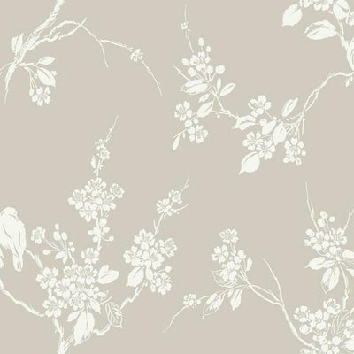product image of Imperial Blossoms Branch Wallpaper in Grey and White from the Silhouettes Collection by York Wallcoverings 555
