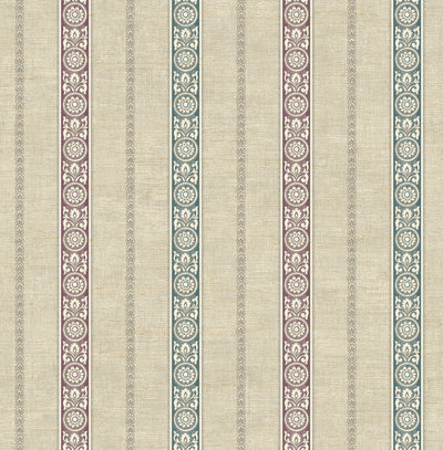 product image for Imperial Stripe Wallpaper in Purple and Teal from the Caspia Collection by Wallquest 31
