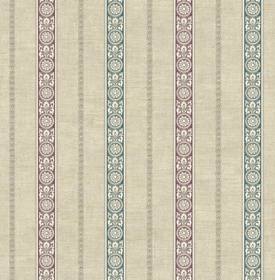 product image for Imperial Stripe Wallpaper in Purple and Teal from the Caspia Collection by Wallquest 98