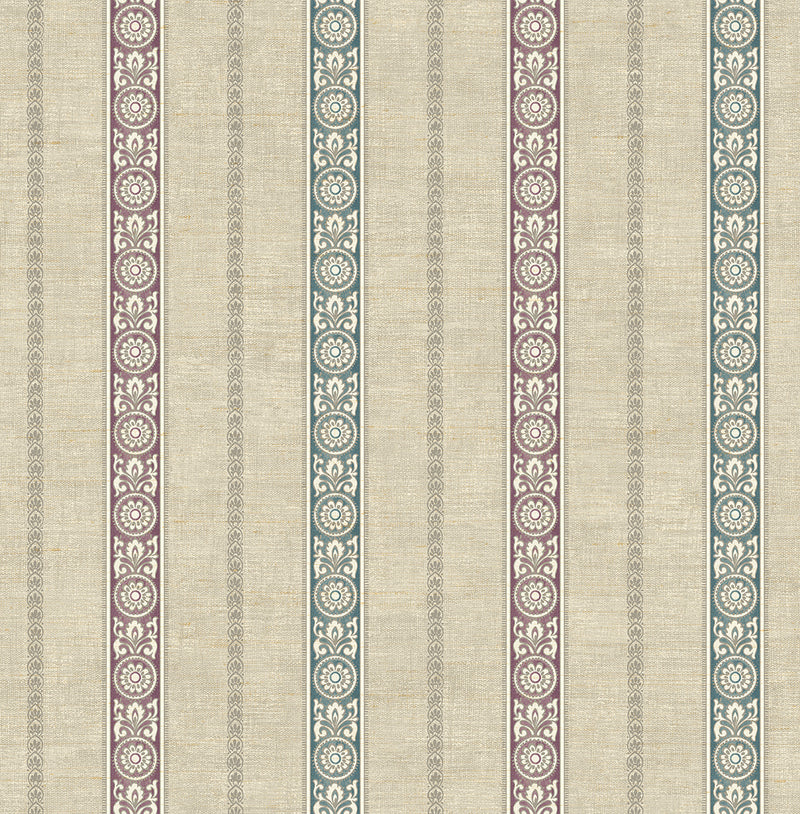 media image for Imperial Stripe Wallpaper in Purple and Teal from the Caspia Collection by Wallquest 231