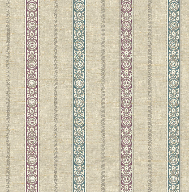 media image for Imperial Stripe Wallpaper in Purple and Teal from the Caspia Collection by Wallquest 237