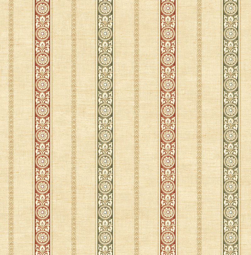media image for Imperial Stripe Wallpaper in Red & Gold from the Caspia Collection by Wallquest 214