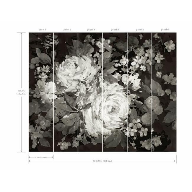 media image for Impressionist Floral Wall Mural in Grey and Neutral from the Murals Resource Library by York Wallcoverings 213