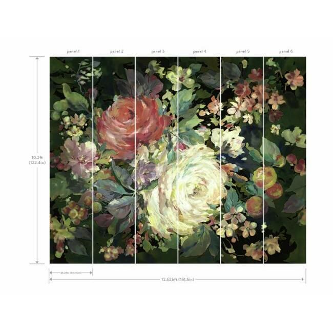 media image for Impressionist Floral Wall Mural in Red and Black from the Murals Resource Library by York Wallcoverings 232