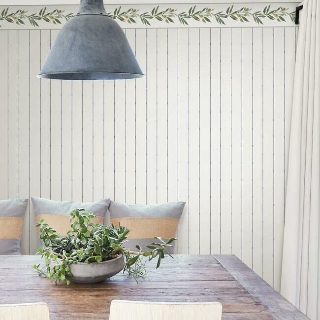 media image for In Stitches Stripe Wallpaper in Navy and Cream from the Simply Farmhouse Collection by York Wallcoverings 26