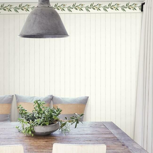 media image for In Stitches Stripe Wallpaper in Sage and Cream from the Simply Farmhouse Collection by York Wallcoverings 240