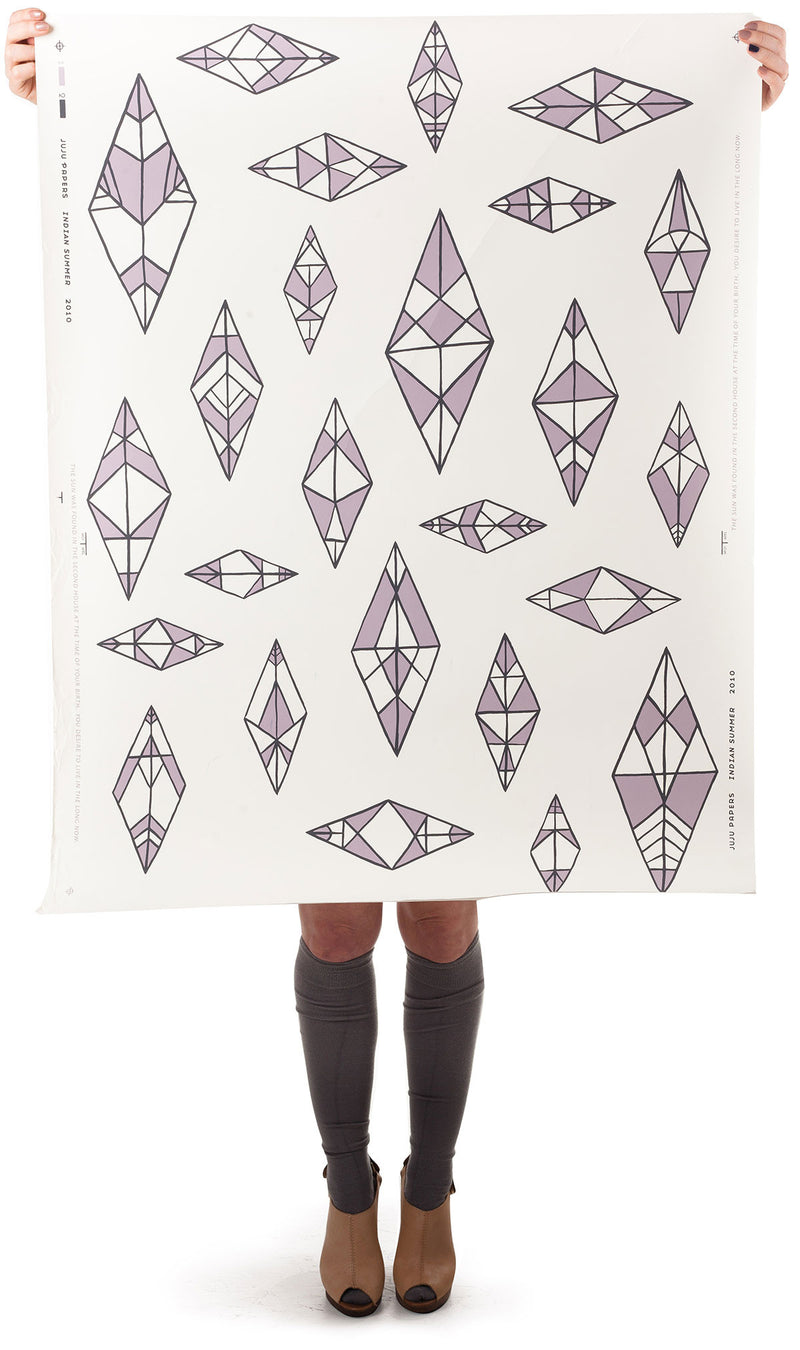media image for Indian Summer Wallpaper in Cream, Lilac, and Charcoal design by Thatcher Studio 236