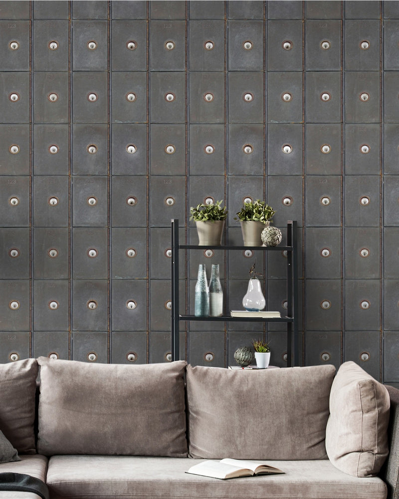 media image for Industrial Cabinets Wallpaper in Grey and Brown from the Eclectic Collection by Mind the Gap 263
