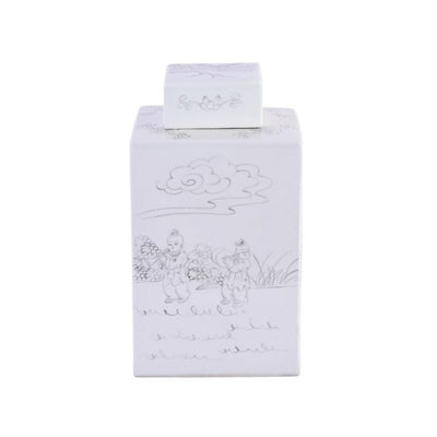 product image for Ink Painting Square Tea Jar with Playful Kids 48