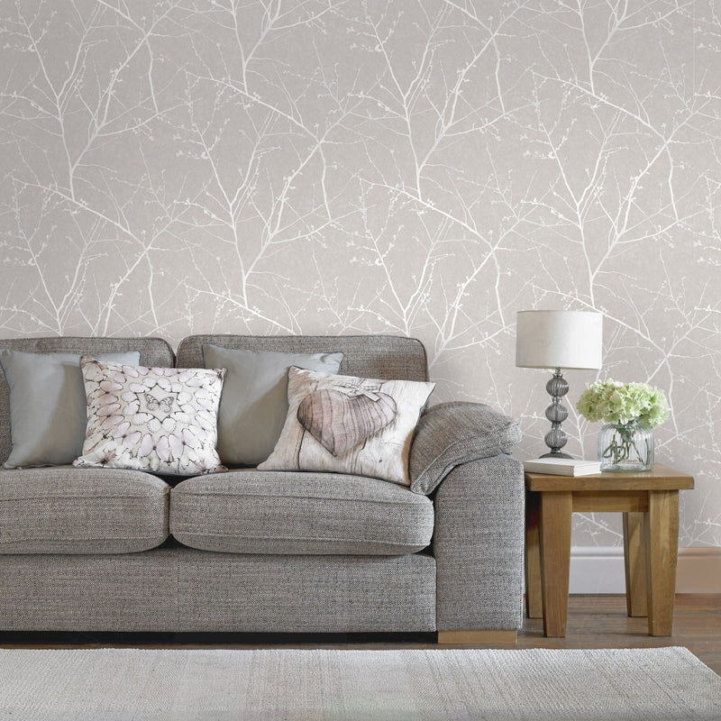media image for Innocence Wallpaper in Mushroom from the Innocence Collection by Graham & Brown 238