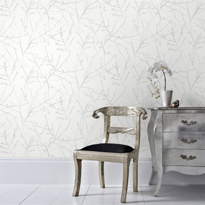 product image for Innocence Wallpaper in White Mica from the Innocence Collection by Graham & Brown 60