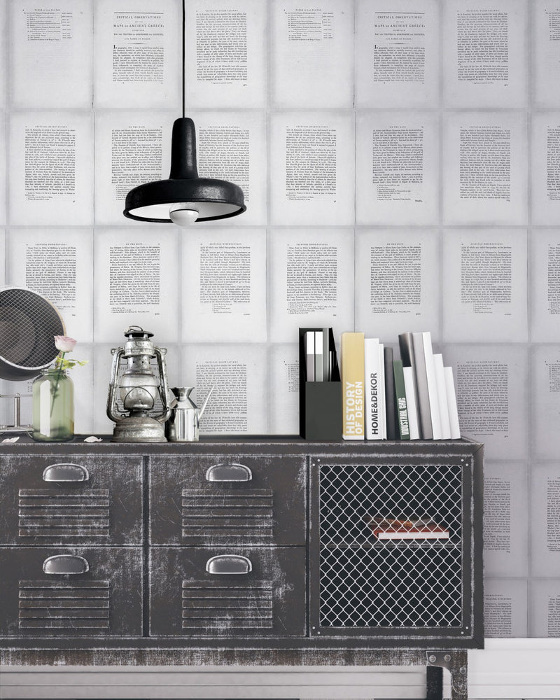 media image for Inside Book Wallpaper in Grey and Black from the Eclectic Collection by Mind the Gap 210