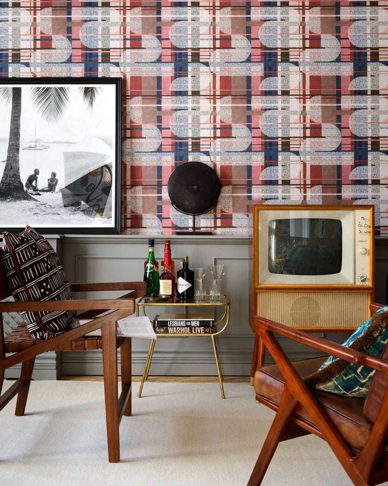 media image for Interference Wallpaper in Brown and Red from the Wallpaper Compendium Collection by Mind the Gap 263
