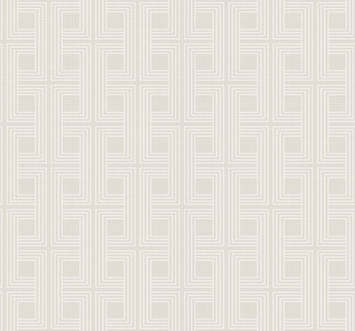 product image of Interlocking Squares Wallpaper in Metallic Tan and Off-White from the Casa Blanca II Collection by Seabrook Wallcoverings 543
