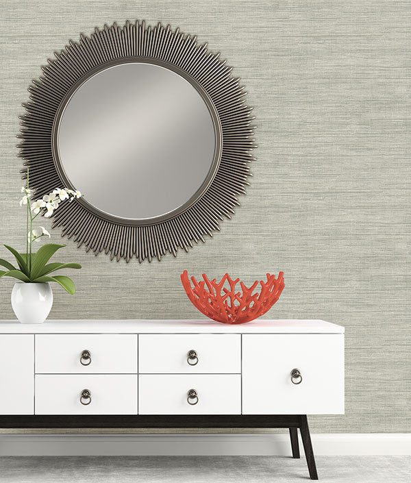 media image for Island Grey Faux Grasscloth Wallpaper from the Essentials Collection by Brewster Home Fashions 213