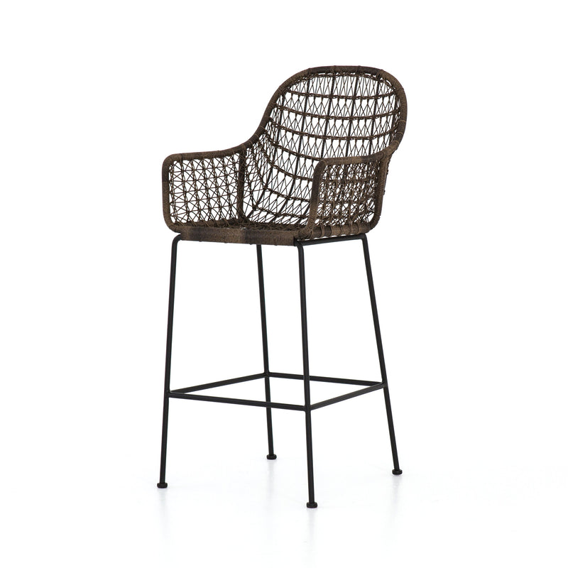 media image for Bandera Outdoor Woven Barstool in Distressed Grey by BD Studio 228