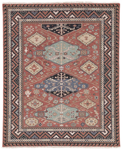 product image for Granato Hand-Knotted Medallion Red & Blue Area Rug design by Jaipur Living 63