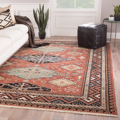 product image for Granato Hand-Knotted Medallion Red & Blue Area Rug design by Jaipur Living 39