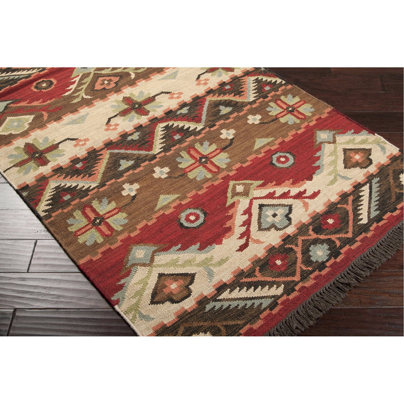 media image for Jewel Tone JT-8 Hand Woven Rug in Khaki & Dark Red by Surya 239