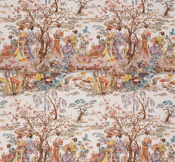 media image for Japanese Garden Fabric in Ochre and Mustard from the Enchanted Gardens Collection by Osborne & Little 282