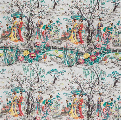 product image for Japanese Garden Fabric in Teal and Fuchsia from the Enchanted Gardens Collection by Osborne & Little 83