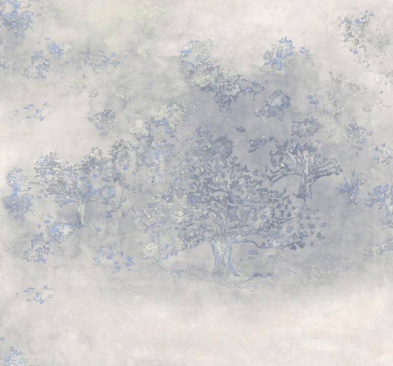 media image for Japanese Tree Wallpaper in Blue, Silver, and Grey from the Transition Collection by Mayflower 260