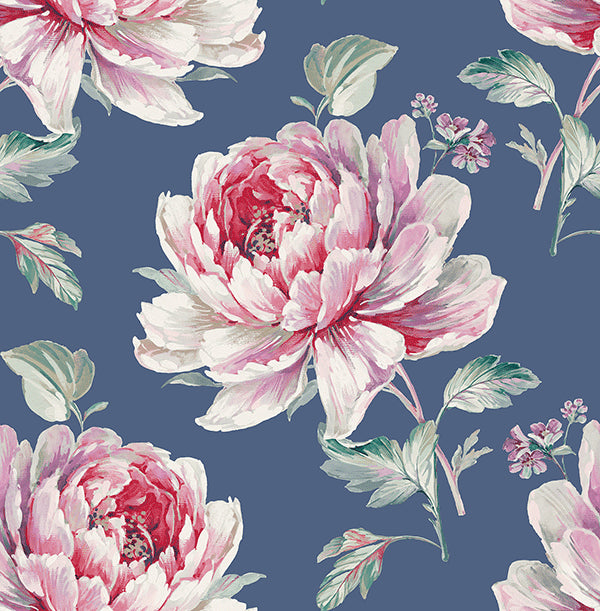 media image for sample jarrow floral wallpaper in purples and blues by carl robinson for seabrook wallcoverings 1 265