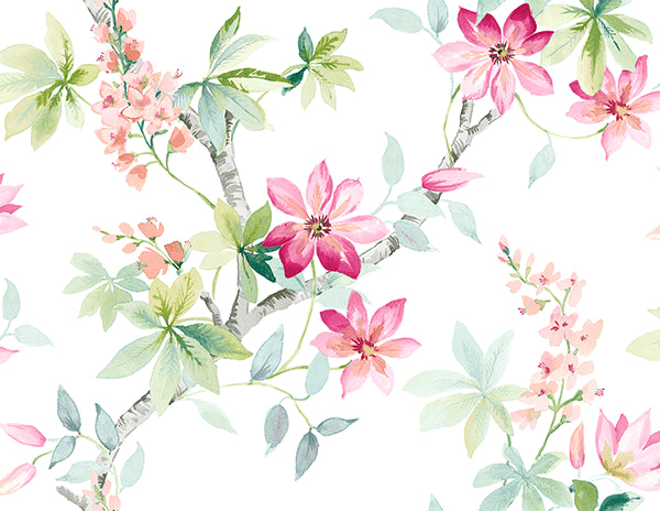 media image for sample jasper floral wallpaper in reds greens and white by carl robinson for seabrook wallcoverings 1 294