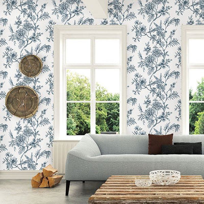 product image for Jessamine Floral Trail Wallpaper in Blue from the Moonlight Collection by Brewster Home Fashions 56