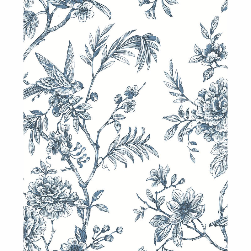 media image for Jessamine Floral Trail Wallpaper in Blue from the Moonlight Collection by Brewster Home Fashions 29