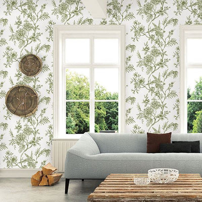 product image for Jessamine Floral Trail Wallpaper in Green from the Moonlight Collection by Brewster Home Fashions 54