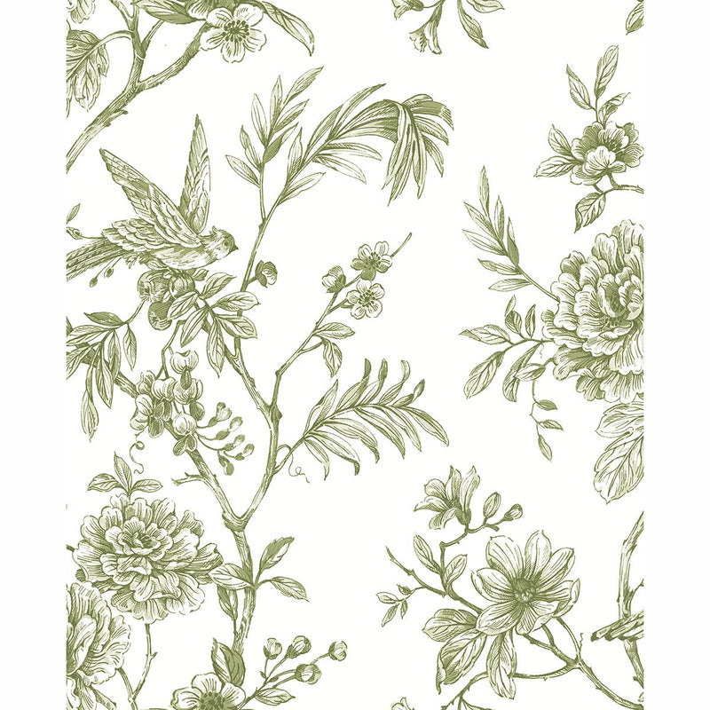 media image for Jessamine Floral Trail Wallpaper in Green from the Moonlight Collection by Brewster Home Fashions 269