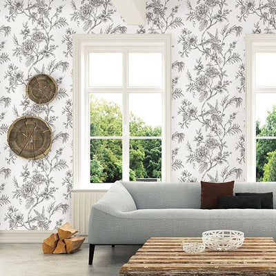 product image for Jessamine Floral Trail Wallpaper in Grey from the Moonlight Collection by Brewster Home Fashions 56