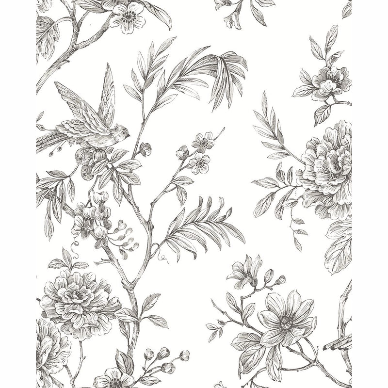 media image for Jessamine Floral Trail Wallpaper in Grey from the Moonlight Collection by Brewster Home Fashions 224