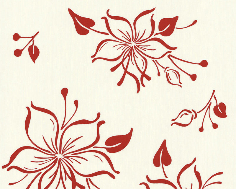 media image for sample joyful floral wallpaper in red and white design by bd wall 1 271