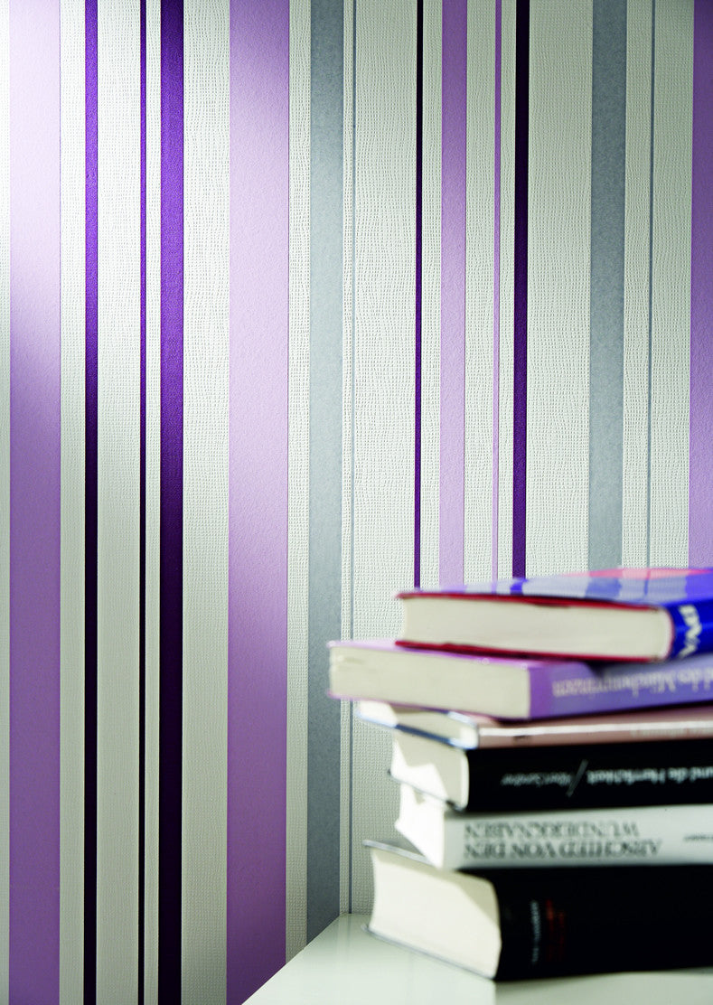 media image for Joyful Stripes Wallpaper in Purple design by BD Wall 270